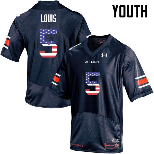 Auburn Tigers Youth Ricardo Louis #5 Navy Under Armour Stitched College USA Flag Fashion NCAA Authentic Football Jersey NFK2774AW